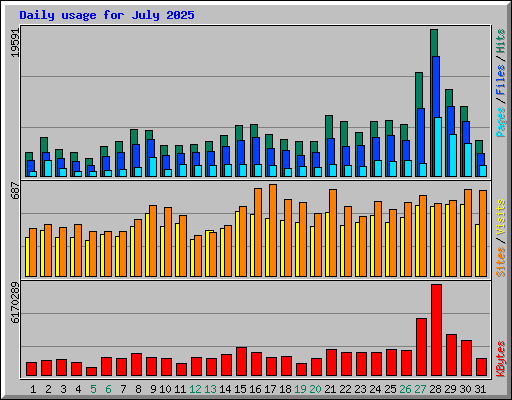 Daily usage for July 2025