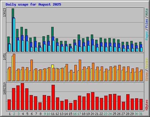 Daily usage for August 2025