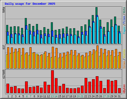 Daily usage for December 2025
